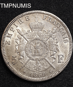 ,MONNAIE,5,FRANCS,ARGENT,NAPOLEON,1869,BB,STRASBOURG,