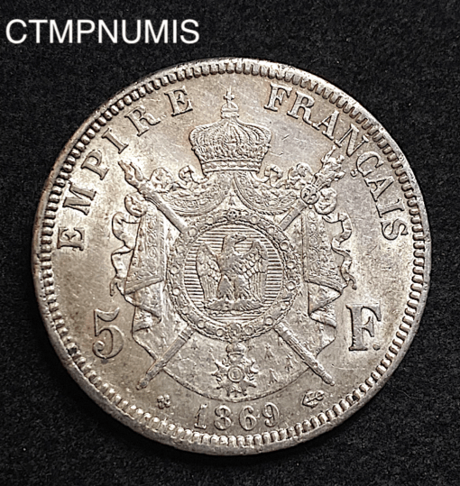 ,MONNAIE,5,FRANCS,ARGENT,NAPOLEON,1869,BB,STRASBOURG,