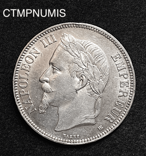 ,MONNAIE,5,FRANCS,ARGENT,NAPOLEON,1869,BB,STRASBOURG,