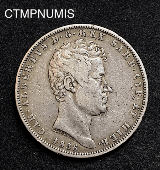 ,MONNAIE,ITALIE,5,LIRE,ARGENT,1836,GENES,