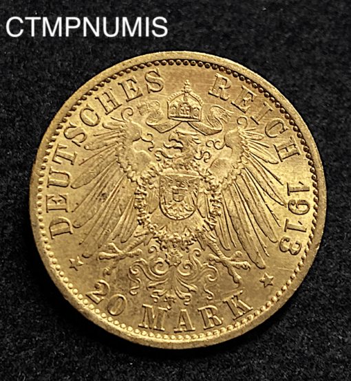 ,MONNAIE,PRUSSE,20,MARK,OR,1913,