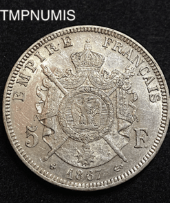 ,MONNAIE,5,FRANCS,ARGENT,NAPOLEON,1867,BB,STRASBOURG,