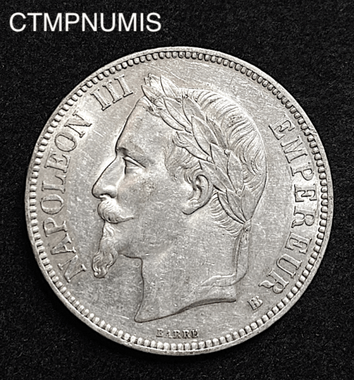 ,MONNAIE,5,FRANCS,ARGENT,NAPOLEON,1867,BB,STRASBOURG,