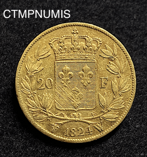 ,MONNAIE,20,FRANCS,OR,LOUIS,XVIII,1824,LILLE,