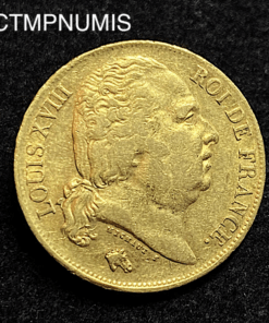 ,MONNAIE,20,FRANCS,OR,LOUIS,XVIII,1824,LILLE,