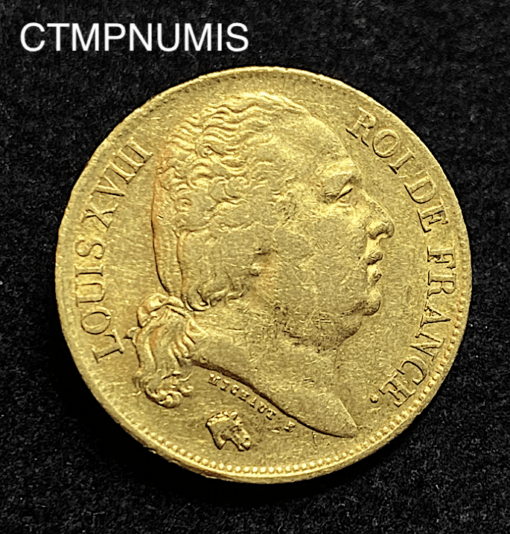 ,MONNAIE,20,FRANCS,OR,LOUIS,XVIII,1824,LILLE,
