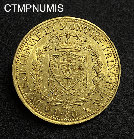 ,MONNAIE,ITALIE,80,LIRE,OR,1836,TURIN,
