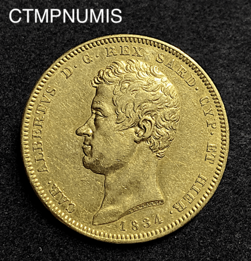 ,MONNAIE,ITALIE,100,LIRE,OR,1834,TURIN,
