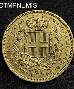 ,MONNAIE,ITALIE,100,LIRE,OR,1834,TURIN,