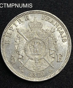 ,MONNAIE,5,FRANCS,ARGENT,NAPOLEON,1870,BB,STRASBOURG,