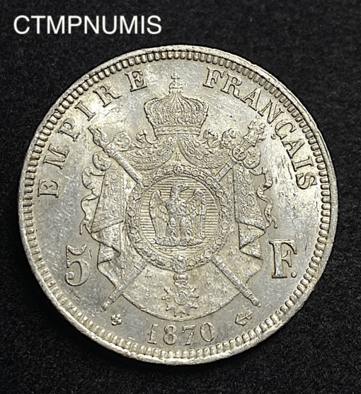 ,MONNAIE,5,FRANCS,ARGENT,NAPOLEON,1870,BB,STRASBOURG,