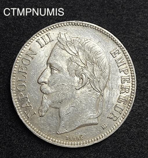 ,MONNAIE,5,FRANCS,ARGENT,NAPOLEON,1870,BB,STRASBOURG,