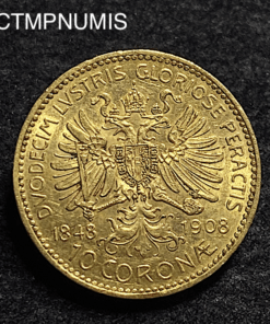 ,MONNAIE,AUTRICHE,10,CORONA,OR,1848,1908,