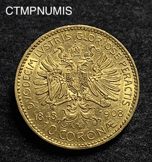 ,MONNAIE,AUTRICHE,10,CORONA,OR,1848,1908,