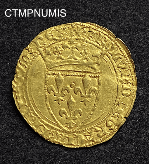 ,MONNAIE,ECU,OR,COURONNE,CHARLES,VI,LA,ROCHELLE,