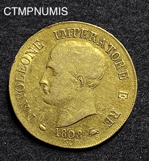 ,MONNAIE,ITALIE,40,LIRE,OR,NAPOLEON,1808,MILAN,