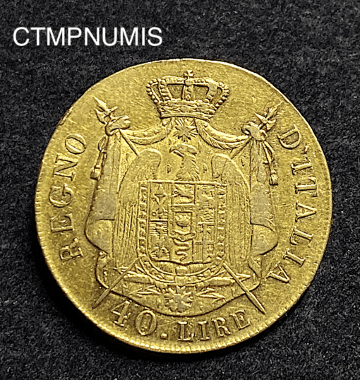 ,MONNAIE,ITALIE,40,LIRE,OR,NAPOLEON,1808,MILAN,
