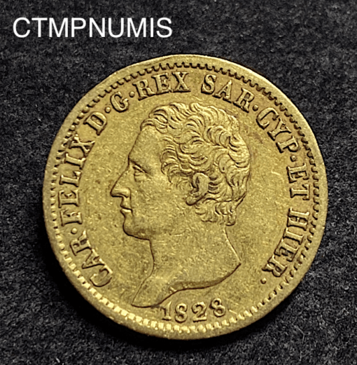 ,MONNAIE,ITALIE,20,LIRE,OR,1828,TURIN,
