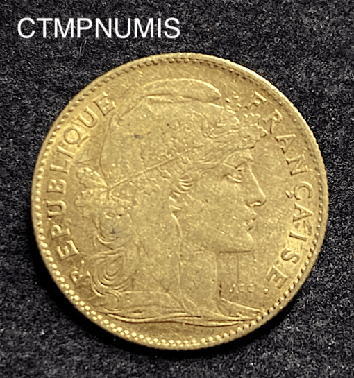 ,MONNAIE,10,FRANCS,OR,COQ,1909,