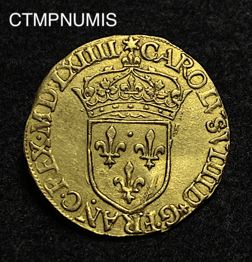 ,MONNAIE,ROYALE,CHARLES,IX,ECU,OR,1564,PARIS,
