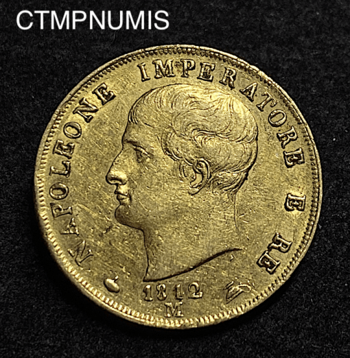 ,MONNAIE,ITALIE,40,LIRE,OR,NAPOLEON,1812,MILAN,