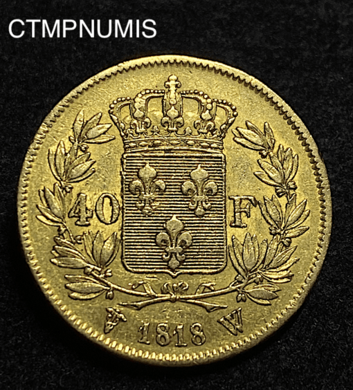 ,MONNAIE,40,FRANCS,OR,LOUIS,XVIII,1818,LILLE,
