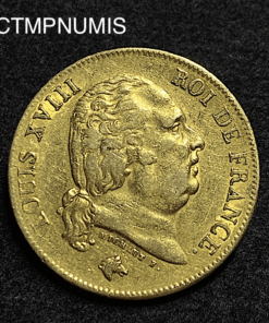 ,MONNAIE,40,FRANCS,OR,LOUIS,XVIII,1818,LILLE,
