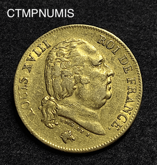,MONNAIE,40,FRANCS,OR,LOUIS,XVIII,1818,LILLE,