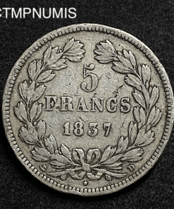,MONNAIE,5,FRANCS,ARGENT,LOUIS,PHILIPPE,1837,D,LYON,