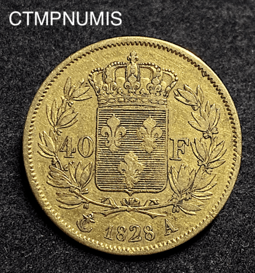 ,MONNAIE,40,FRANCS,OR,CHARLES,X,1828,