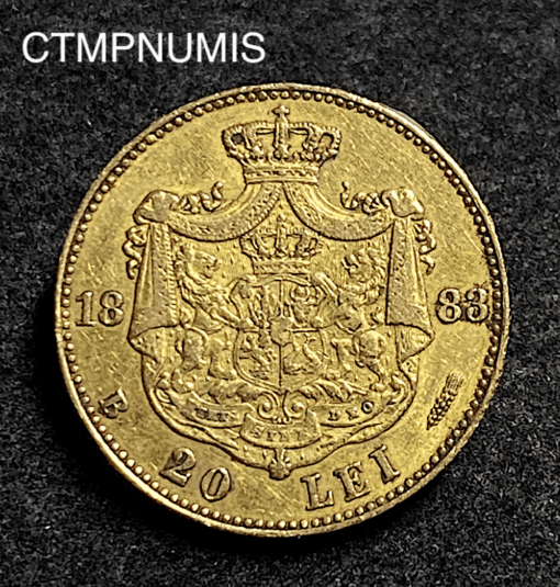 ,MONNAIE,ROUMANIE,20,LEI,OR,CAROL,1883,