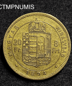 ,MONNAIE,HONGRIE,20,FRANCS,8,FORINT,OR,1871,KB,