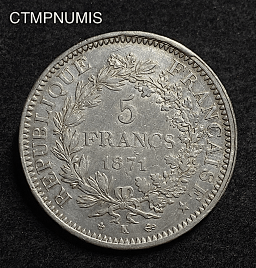 ,5,FRANCS,ARGENT,HERCULE,1871,K,BORDEAUX,
