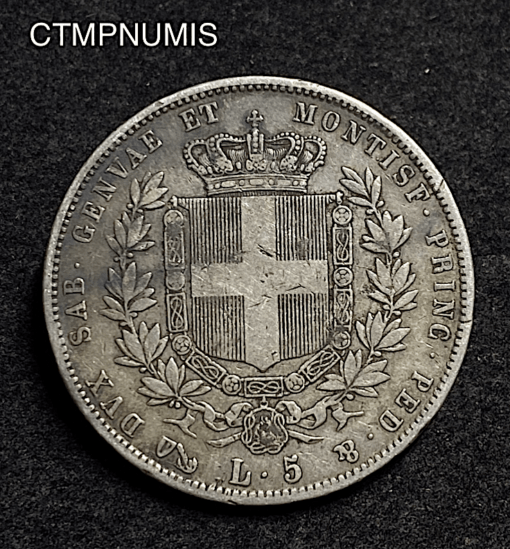 ,MONNAIE,ITALIE,5,LIRE,ARGENT,1851,GENES,