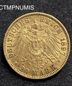 ,MONNAIE,WURTTEMBERG,20,MARK,OR,1897,