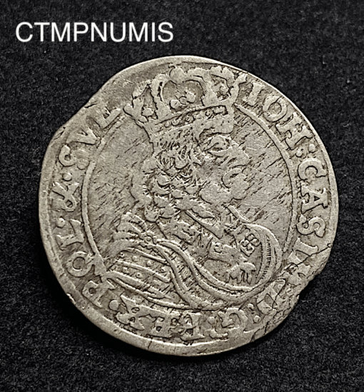 ,MONNAIE,POLOGNE,6,GROS,JEAN,CASIMIR,1661,TT,