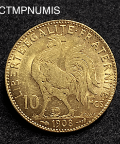 ,MONNAIE,10,FRANCS,OR,COQ,1908,