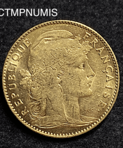 ,MONNAIE,10,FRANCS,OR,COQ,1908,