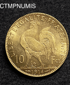 MONNAIE,10,FRANCS,OR,COQ,1914,