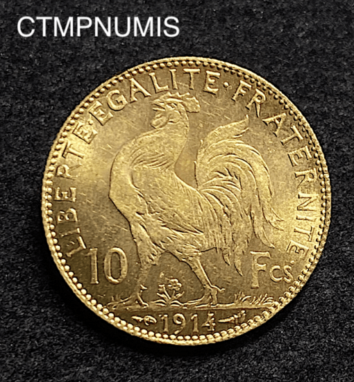 MONNAIE,10,FRANCS,OR,COQ,1914,