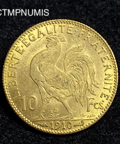 ,MONNAIE,10,FRANCS,OR,COQ,1910,