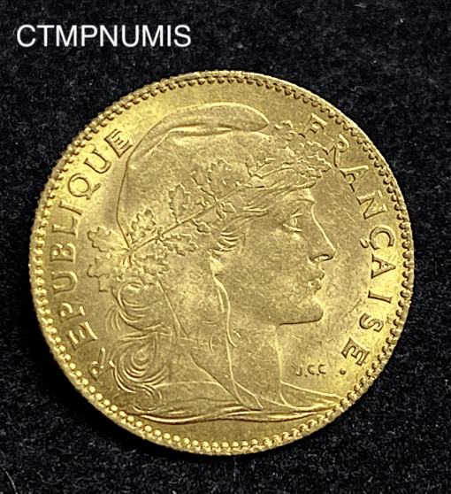 ,MONNAIE,10,FRANCS,OR,COQ,1910,