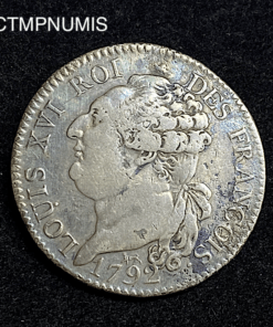,MONNAIE,LOUIS,XVI,CONSTITUTION,1/2,ECU,3,LIVRE,1792,