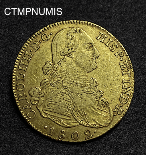 ,MONNAIE,8,ESCUDOS,OR,COLOMBIE,1802,SANTA,FE,
