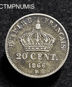 ,MONNAIE,20,CENTIMES,NAPOLEON,1866,BB,STRASBOURG,