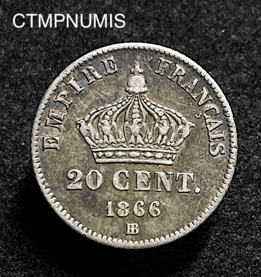 ,MONNAIE,20,CENTIMES,NAPOLEON,1866,BB,STRASBOURG,