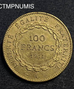 ,MONNAIE,100,FRANCS,OR,GENIE,1911,