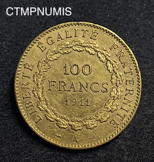 ,MONNAIE,100,FRANCS,OR,GENIE,1911,