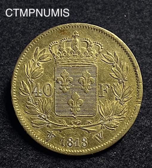 ,MONNAIE,40,FRANCS,OR,LOUIS,XVIII,1818,