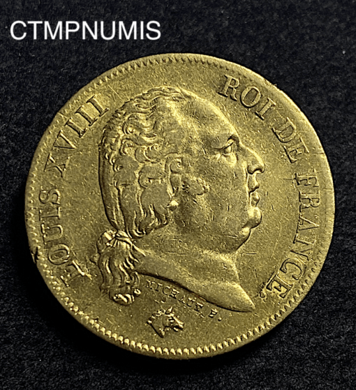 ,MONNAIE,40,FRANCS,OR,LOUIS,XVIII,1818,